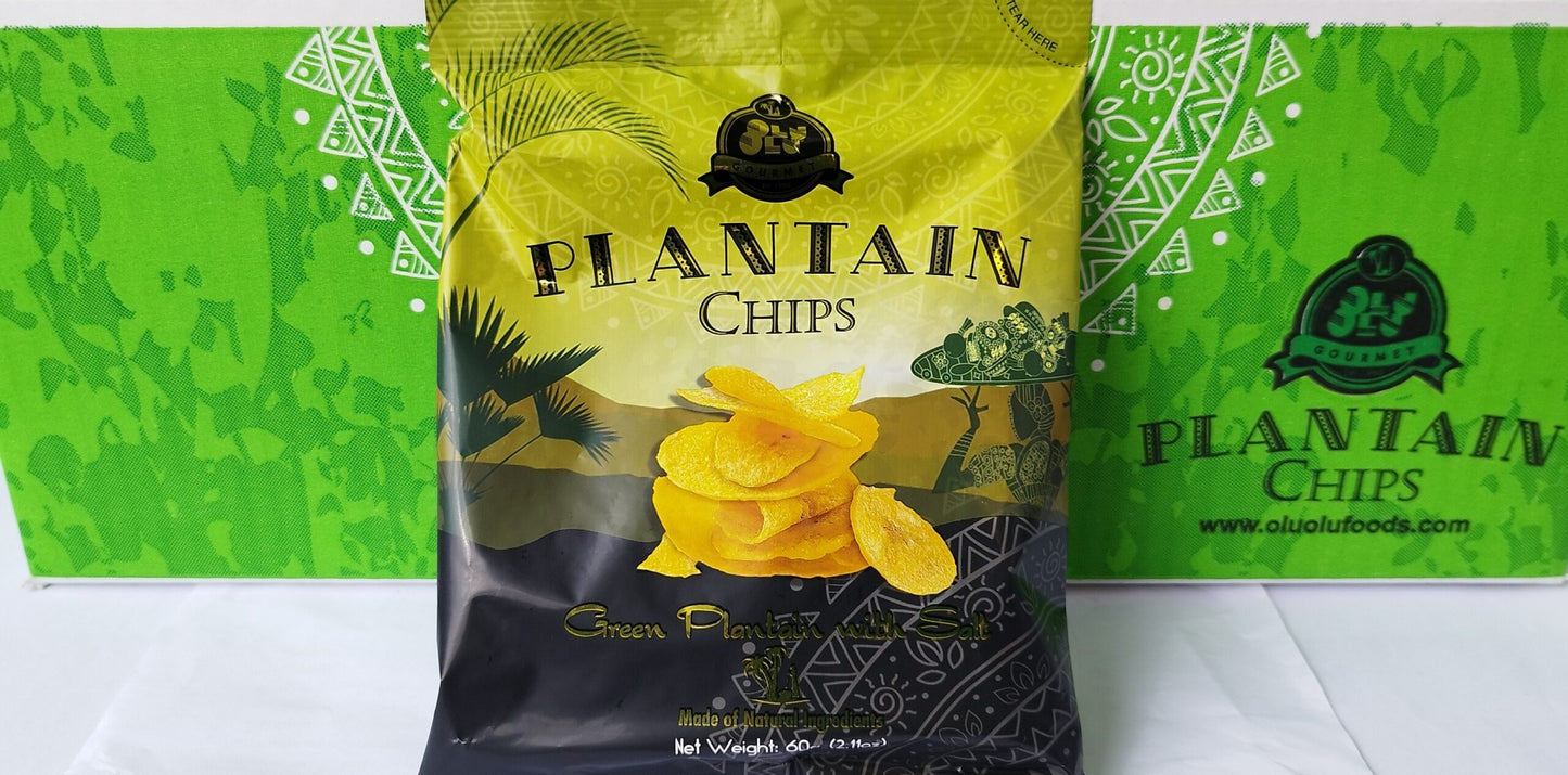 Olu Olu Plantain chips-plain-Box of 24